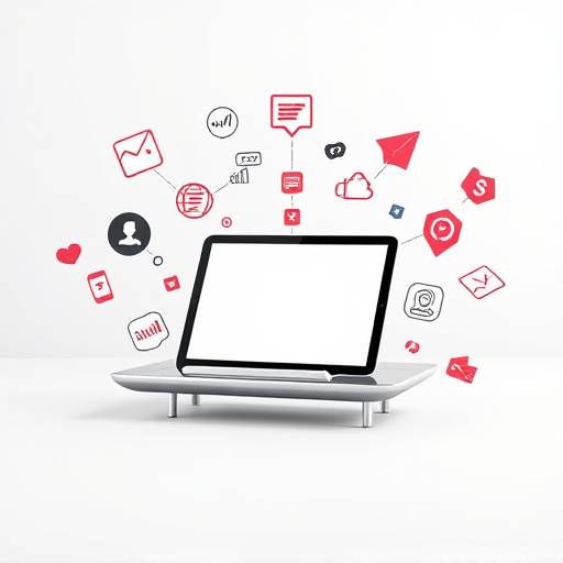 Various digital marketing icons floating around a tablet, representing the Digital Marketing Professional course.